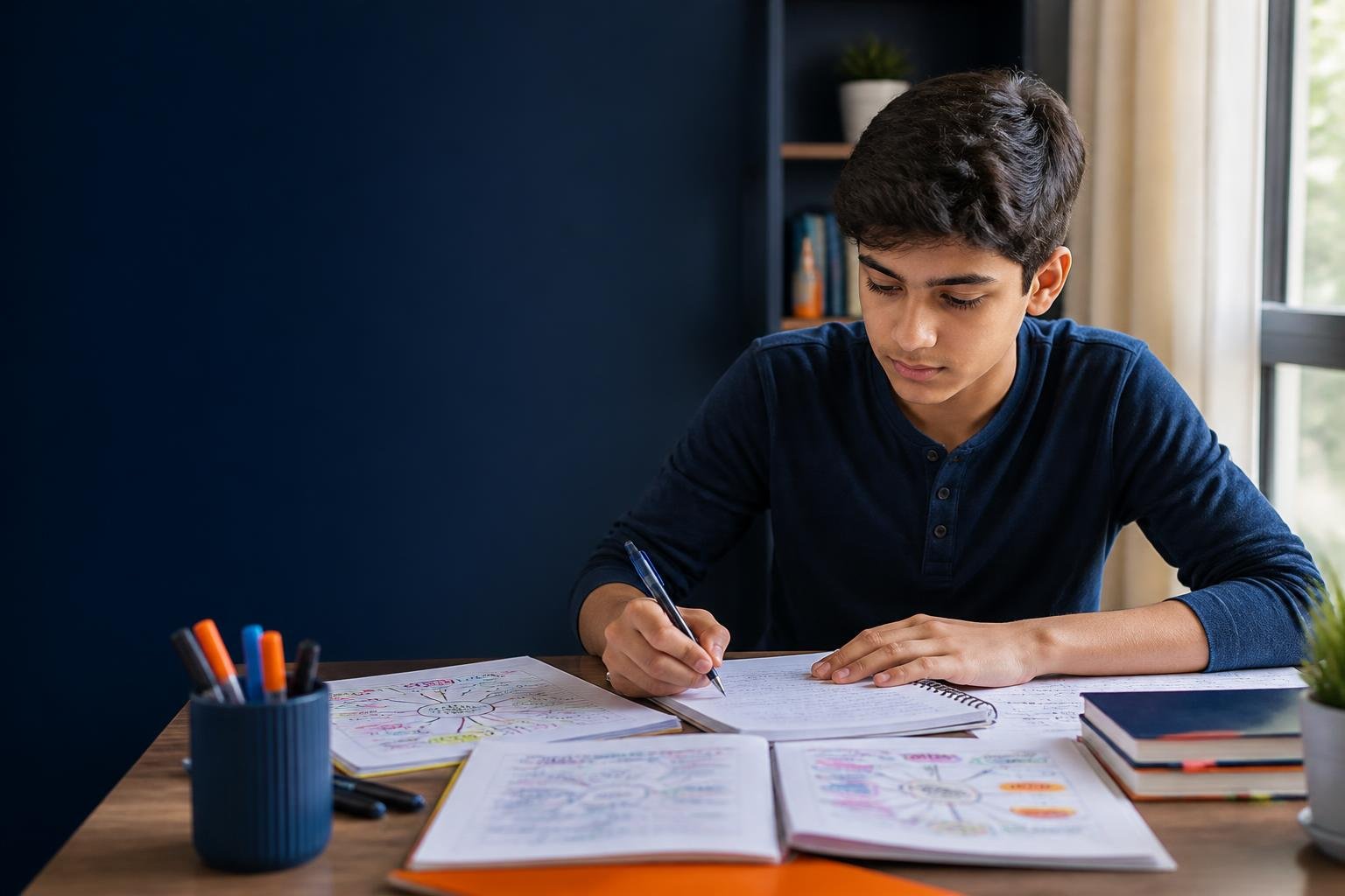 Class 10 student preparing confidently with revision notes and mind-maps